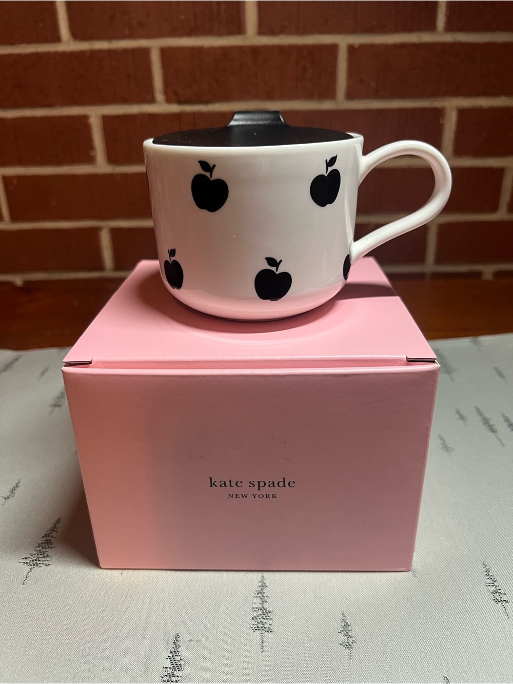Lenox Kate Spade Apple Toss Comfort Mug/Cup with Lid-NEW